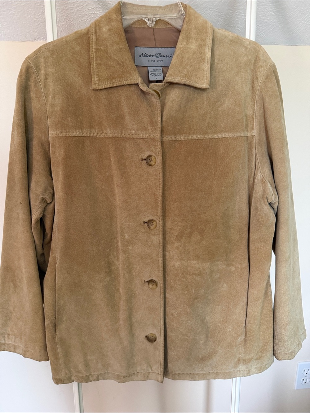 Eddie Bauer tan suede leather jacket - size L